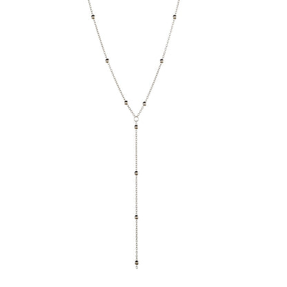 Sterling Silver Rhodium Plated Beaded Necklace