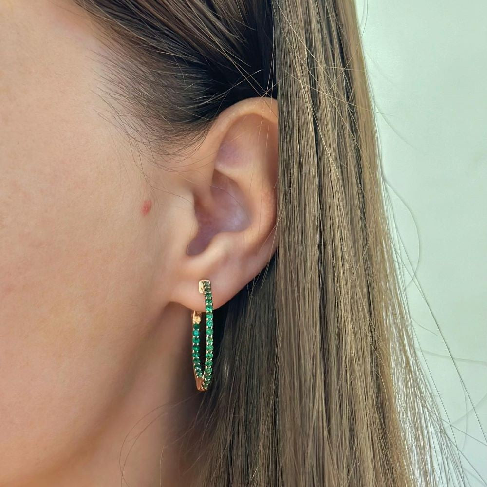 2,6cm ¦ sidabrinės paauksuotos rinkutės su žaliu cirkoniu