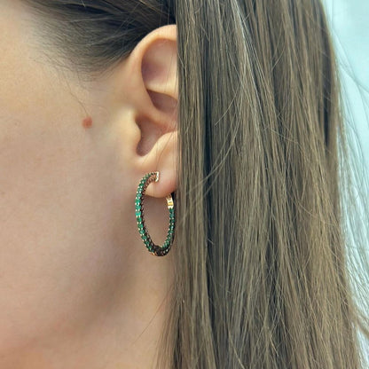 2,6cm ¦ sidabrinės paauksuotos rinkutės su žaliu cirkoniu