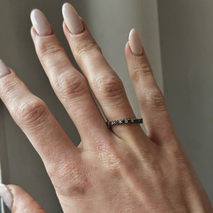 Sterling Silver Rose Gold Plated 2 mm CZ Band Ring