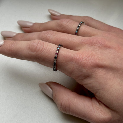 Sterling Silver Rose Gold Plated 2 mm CZ Band Ring