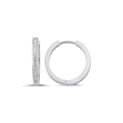 Silver Rhodium / Gold / Rose Gold Plated 12 - 20 mm CZ Hoops
