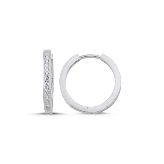 Silver Rhodium / Gold / Rose Gold Plated 12 - 20 mm CZ Hoops