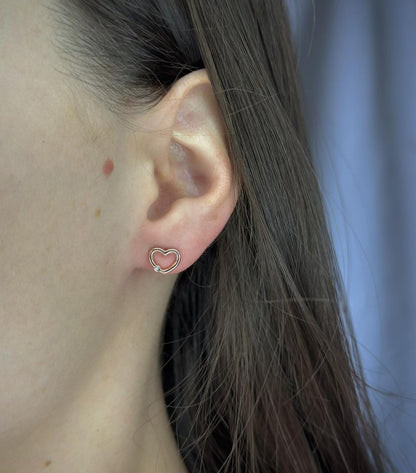 Sterling Silver CZ Heart Studs