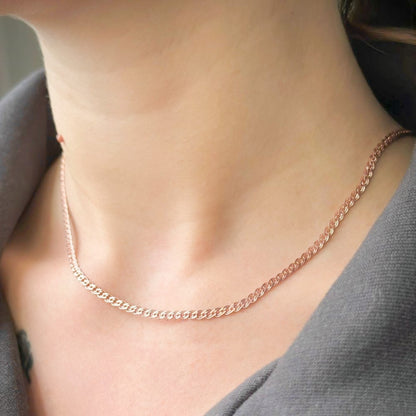 Sterling Silver Rose Gold Plated 3 mm Nonna Chain
