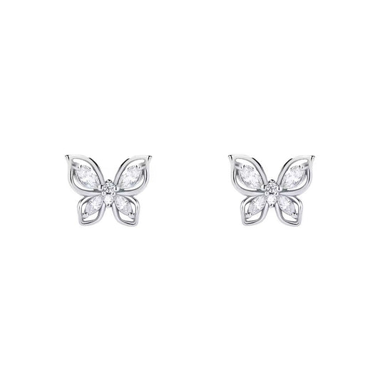 Sterling Silver CZ Butterfly Studs