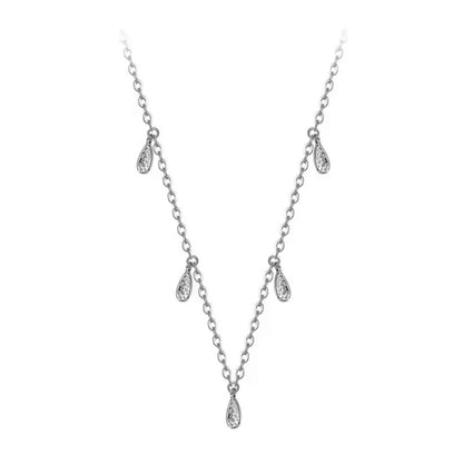 Sterling Silver Rhodium Plated Teardrop Necklace