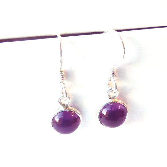 Sterling Silver Round Amethyst Drop Earrings