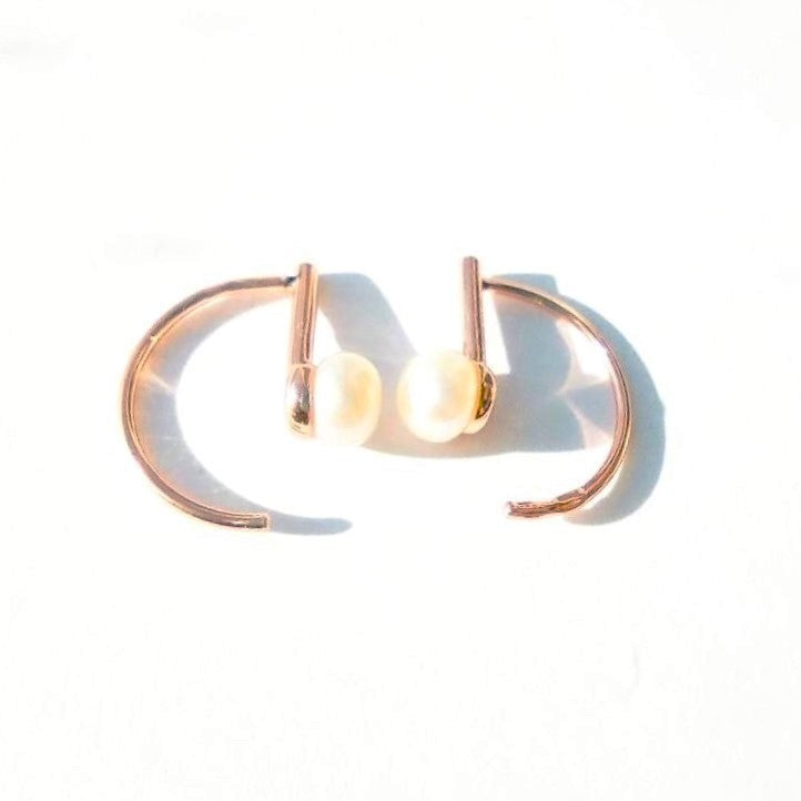 Sterling Silver Rose Gold Plated Pearl Earrings