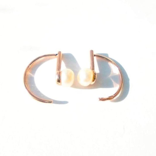Sterling Silver Rose Gold Plated Pearl Earrings
