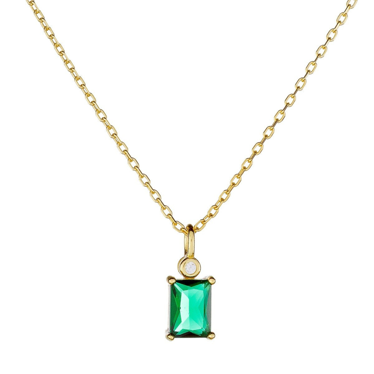 Sterling Silver Green CZ Pendant Necklace