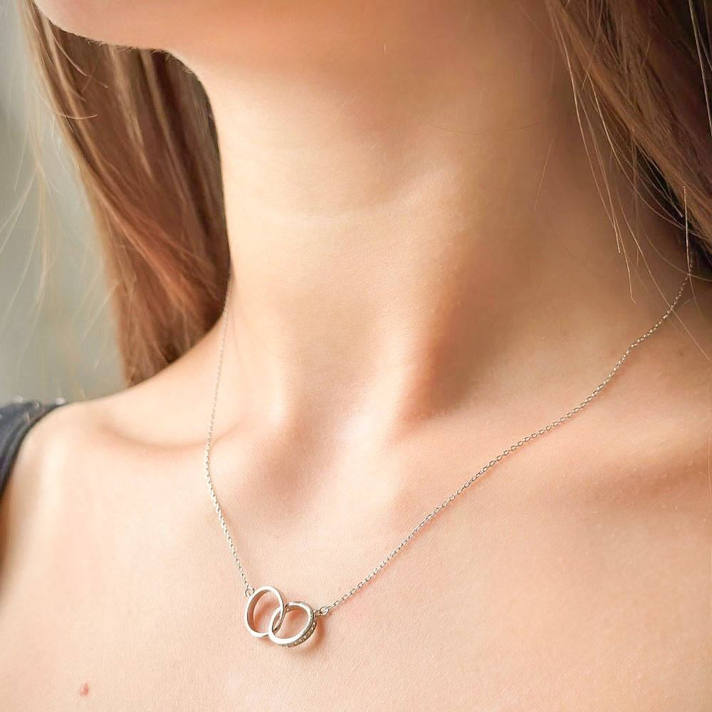 Sterling Silver Rhodium Plated Linking Ring Necklace