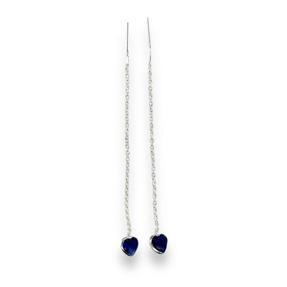 Sterling Silver CZ Heart Drop Earrings