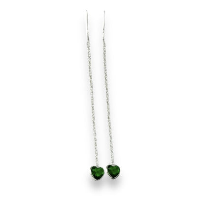 Sterling Silver CZ Heart Drop Earrings
