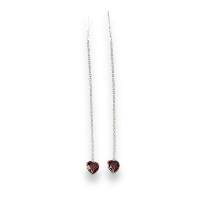 Sterling Silver CZ Heart Drop Earrings