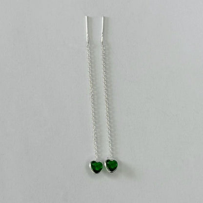 Sterling Silver CZ Heart Drop Earrings