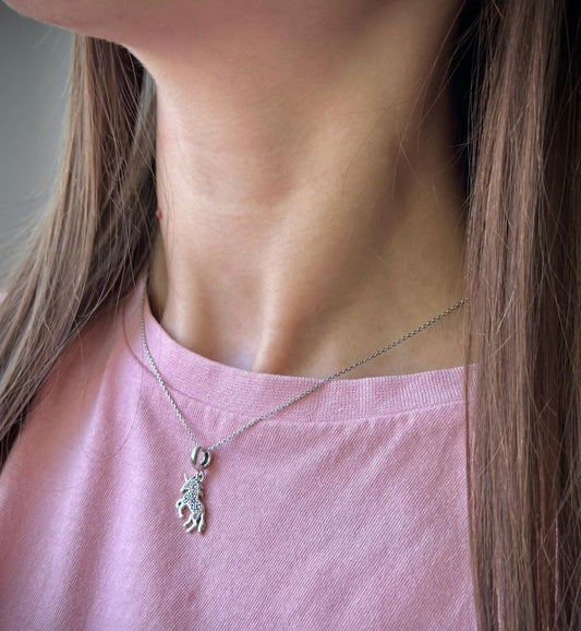 Sterling Silver CZ Unicorn Pendant