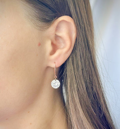 Sterling Silver Rhodium Plated CZ Drop Earrings