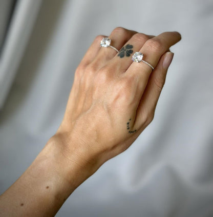 Sterling Silver Rhodium Plated CZ Crystal Ring