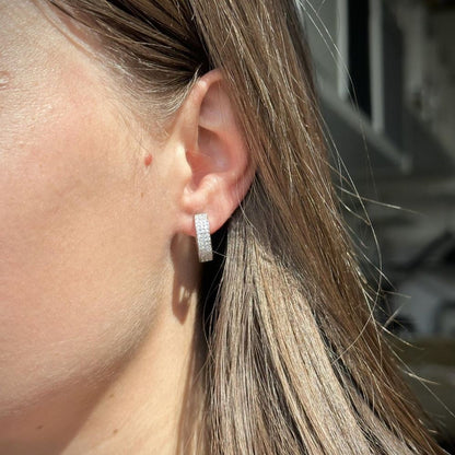 Sterling Silver Rhodium Plated CZ Hoops
