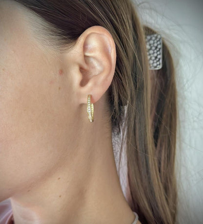 Silver Rhodium / Gold / Rose Gold Plated 12 - 20 mm CZ Hoops