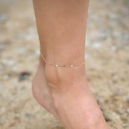 Sterling Silver Rose Gold Plated Minimalist Chain Anklet