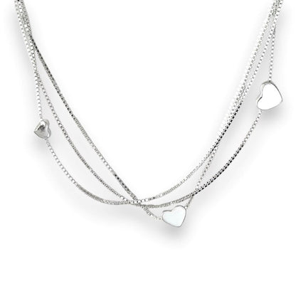 Trijų gijų sidabrinė apyrankė su širdele