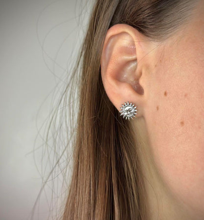 Sterling Silver Studs "Moon and Sun"