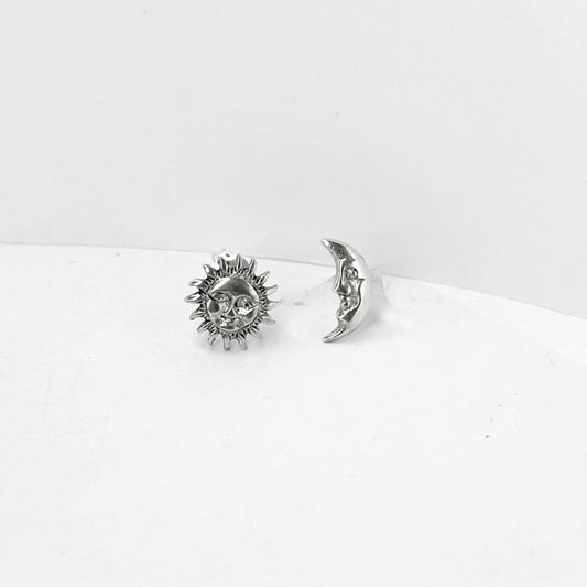 Sterling Silver Studs "Moon and Sun"
