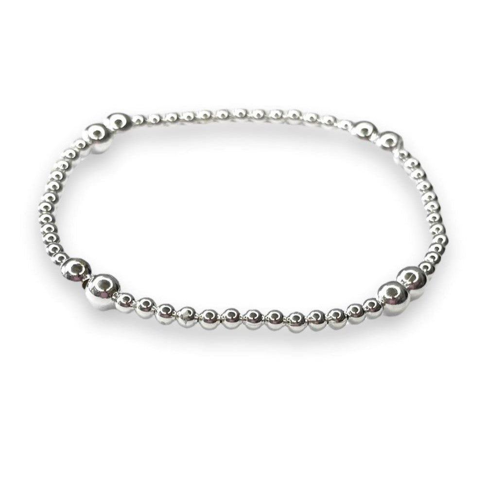 Sterling Silver Bead Stretchy Bracelet