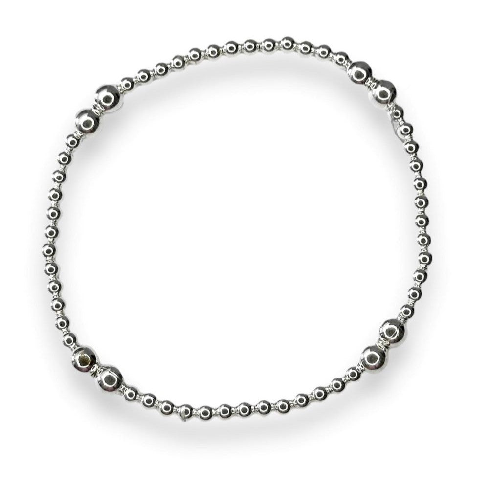Sterling Silver Bead Stretchy Bracelet