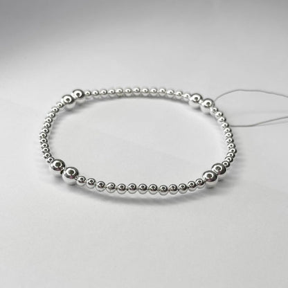 Sterling Silver Bead Stretchy Bracelet