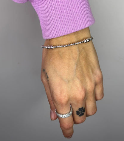 Sterling Silver Bead Stretchy Bracelet