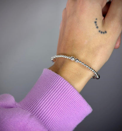 Sterling Silver Bead Stretchy Bracelet