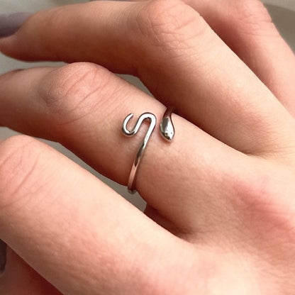 Sterling Silver Rhodium Plated Snake Ring