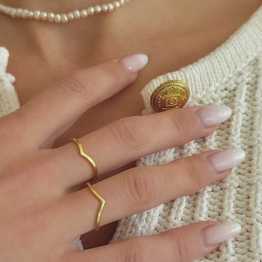 Sterling Silver Gold Plated V Ring