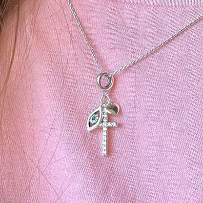 Sterling Silver Rhodium Plated Cross Pendant