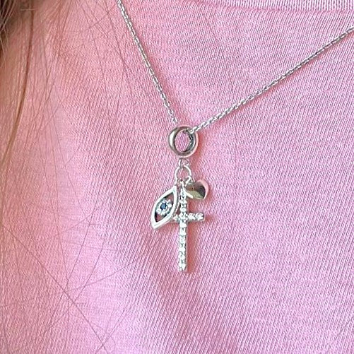 Sterling Silver Rhodium Plated Cross Pendant
