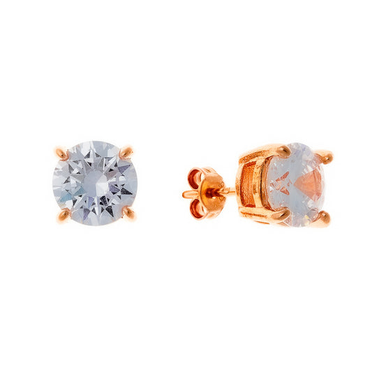 Sterling Silver Rose Gold Plated 2 - 8 mm CZ Studs