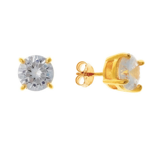 Sterling Silver Gold Plated 2 - 8 mm CZ Studs