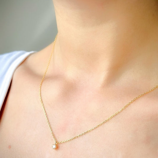 Sterling Silver Gold Plated CZ Necklace