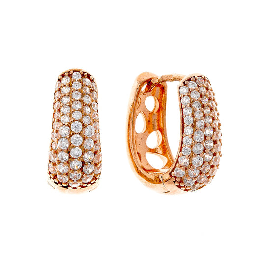 Sterling Silver Rose Gold Plated English Lock Earrings