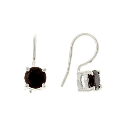 Sterling Silver Round Black Onyx Drop Earrings