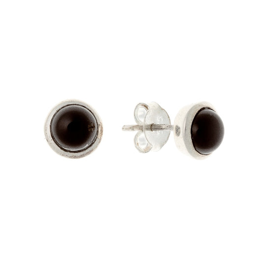 Sterling Silver Round Black Onyx Studs