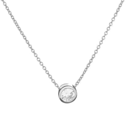 Sterling Silver Rhodium Plated CZ Crystal Necklace