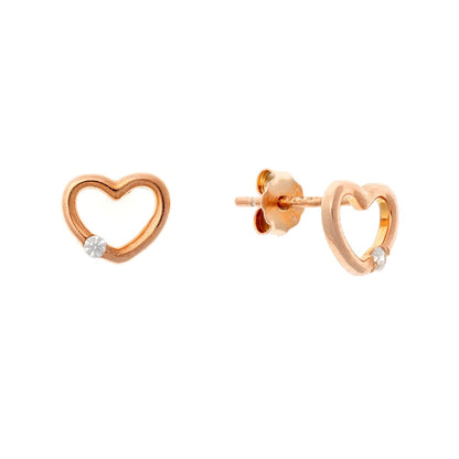 Sterling Silver CZ Heart Studs