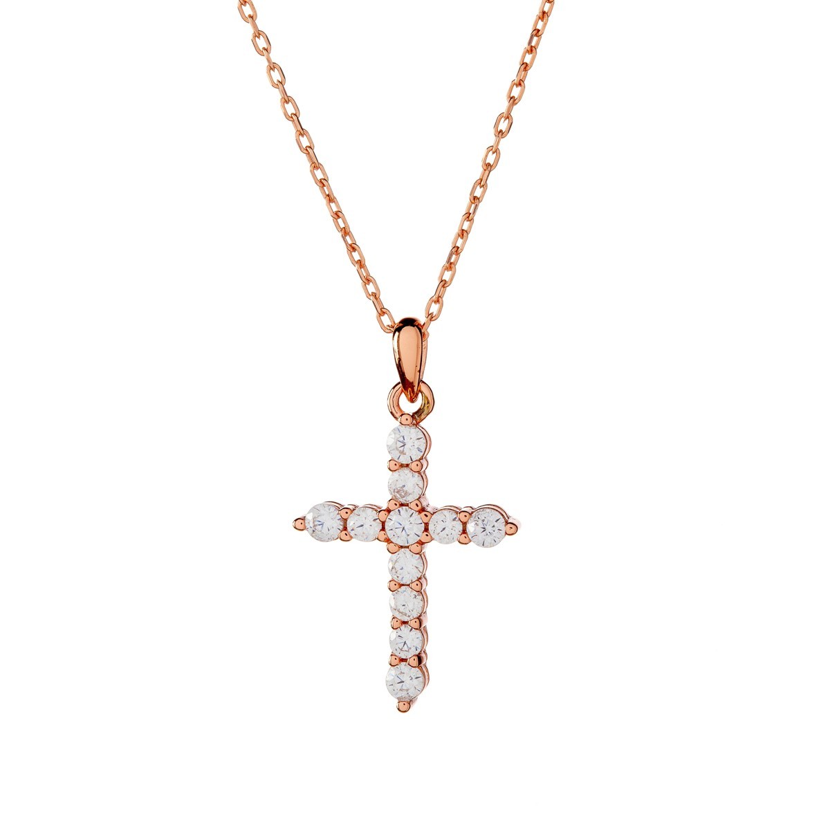 Sterling Silver CZ Cross Pendant Necklace