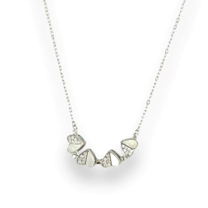Sterling Silver Rhodium Plated Nacre Flower Necklace