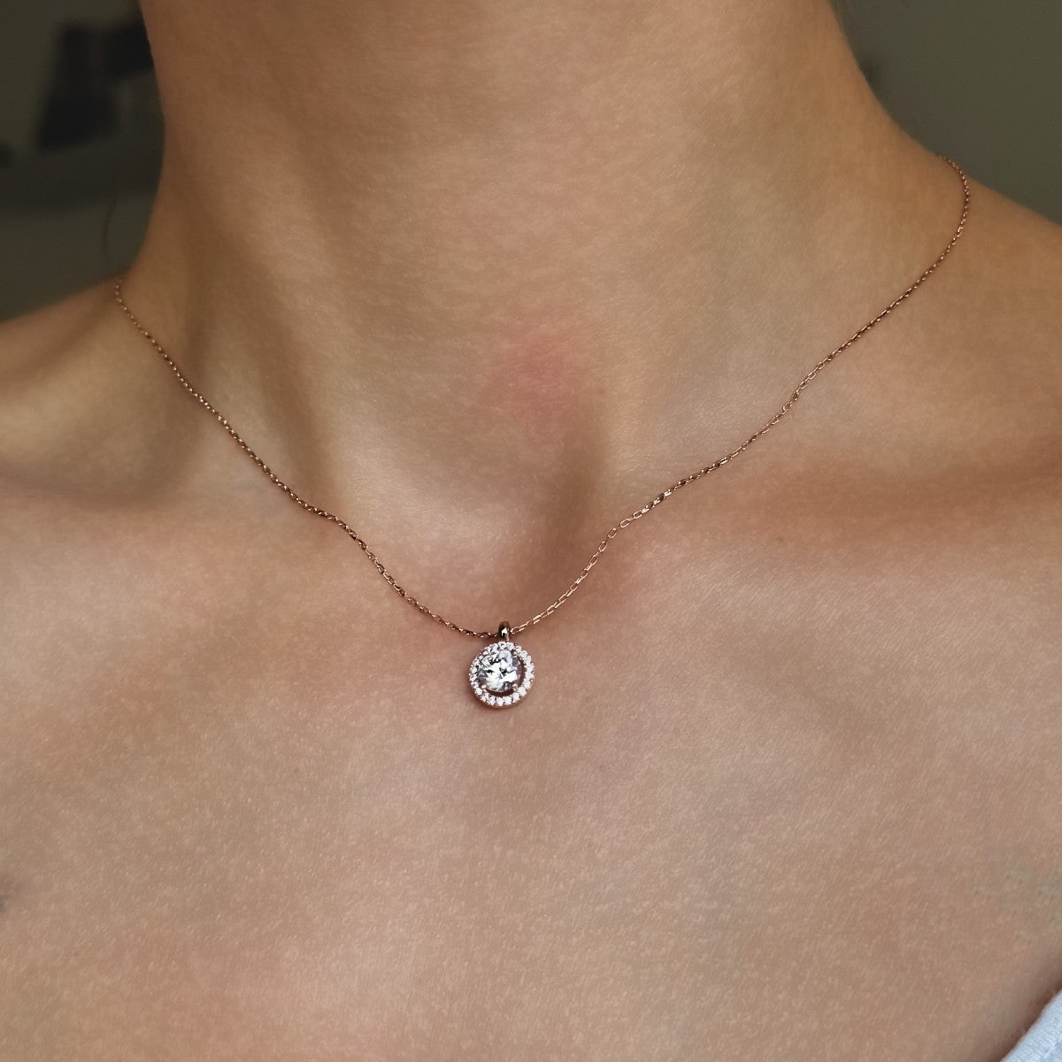 Sterling Silver Rose Gold Plated Soleste Necklace