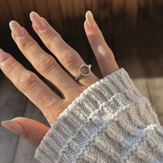 Sterling Silver Rhodium Plated CZ Ring